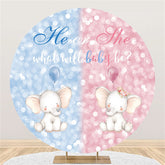 Lofaris Glitter Blue Pink Elephant Circle Baby Shower Backdrop
